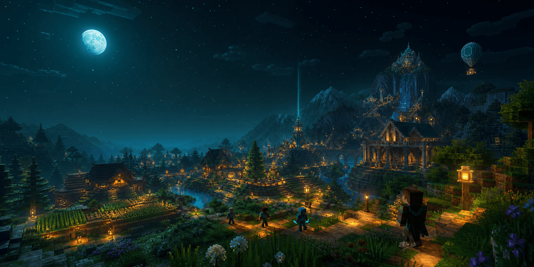 Plain SMP spawn valley at night